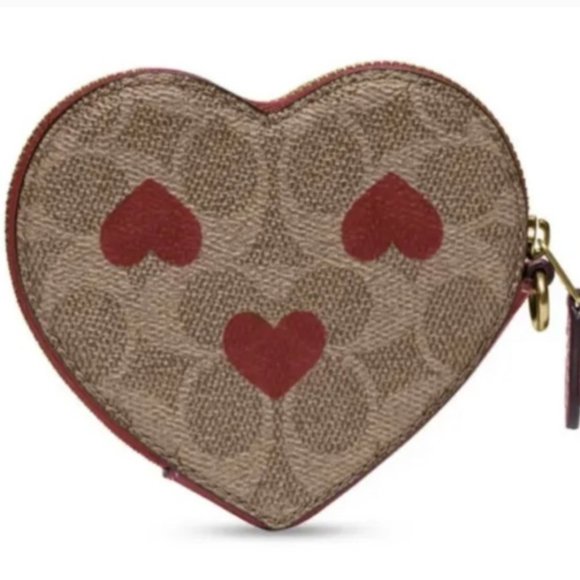 COACH Bags SIGNATURE HEART WRISTLET Coin Purse Wallet Authentic - Picture 8 of 10